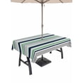 thumbnail image 1 of 60x120 Inch Outdoor Tablecloth with Umbrella Hole Zipper Rectangle Green Grey Striped Rectangular Tablecloths Outside Waterproof Farmhouse Stripes Modern Abstract Art Patio Table Cover for Picnic, 1 of 8