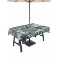 thumbnail image 1 of 60x120 Inch Outdoor Tablecloth with Umbrella Hole Zipper Rectangle Green Leaves Rectangular Tablecloths Outside Waterproof Summer Botanical Tropical Palm Plant Patio Table Cover for Picnic Party, 1 of 8