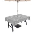 thumbnail image 1 of 60x120 Inch Outdoor Tablecloth with Umbrella Hole Zipper Rectangle Grey Butterfly Botanical Rectangular Tablecloths Outside Waterproof Summer Plants Line Art Patio Table Cloth Cover for Picnic Party, 1 of 8