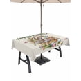 thumbnail image 1 of 60x120 Inch Outdoor Tablecloth with Umbrella Hole Zipper Rectangle Happy Easter Rectangular Tablecloths Outside Waterproof Cute Rabbits Flowers Eggs Butterflies Beige Patio Table Cover for Picnic, 1 of 8