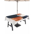 thumbnail image 1 of 60x120 Inch Outdoor Tablecloth with Umbrella Hole Zipper Rectangle Navy Blue Brown Rectangular Tablecloths Outside Waterproof Geometric Modern Abstract Art Patio Table Cloth Cover for Picnic Party, 1 of 8