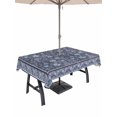 thumbnail image 1 of 60x120 Inch Outdoor Tablecloth with Umbrella Hole Zipper Rectangle Navy Blue Floral Boho Rectangular Tablecloths Outside Waterproof Ethnic Tribe Abstract Art Flower Patio Table Cover for Picnic Party, 1 of 8