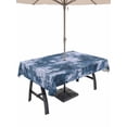 thumbnail image 1 of 60x120 Inch Outdoor Tablecloth with Umbrella Hole Zipper Rectangle Navy Blue Ombre Rectangular Tablecloths Outside Waterproof Gradient Abstract Art Vintage Patio Table Cloth Cover for Picnic Party, 1 of 8