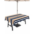 thumbnail image 1 of 60x120 Inch Outdoor Tablecloth with Umbrella Hole Zipper Rectangle Orange Navy Blue Striped Rectangular Tablecloths Outside Waterproof Gradient Horizontal Lines Patio Table Cover for Picnic Party, 1 of 8