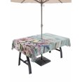 thumbnail image 1 of 60x120 Inch Outdoor Tablecloth with Umbrella Hole Zipper Rectangle Pink Flower Rectangular Tablecloths Outside Waterproof Lavender Leaves Blue Board Pastoral Retro Patio Table Cover for Picnic Party, 1 of 8