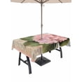 thumbnail image 1 of 60x120 Inch Outdoor Tablecloth with Umbrella Hole Zipper Rectangle Pink Vintage Floral Rectangular Tablecloths Outside Waterproof Summer Botanical Retro Patio Table Cloth Cover for Picnic Party, 1 of 8