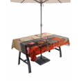 thumbnail image 1 of 60x120 Inch Outdoor Tablecloth with Umbrella Hole Zipper Rectangle Plum Blossom Rectangular Tablecloths Outside Waterproof Retro Flowers Country Nostalgic Patio Table Cloth Cover for Picnic Party, 1 of 8