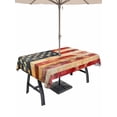 thumbnail image 1 of 60x120 Inch Outdoor Tablecloth with Umbrella Hole Zipper Rectangle Retro American Flag Rectangular Tablecloths Outside Waterproof Vintage Red Strip Star US Flag Patio Table Cover for Picnic Party, 1 of 8