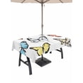thumbnail image 1 of 60x120 Inch Outdoor Tablecloth with Umbrella Hole Zipper Rectangle Spring Summer Butterflies Rectangular Tablecloths Outside Waterproof Farmhouse Butterfly Patio Table Cloth Cover for Picnic Party, 1 of 8