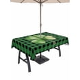 thumbnail image 1 of 60x120 Inch Outdoor Tablecloth with Umbrella Hole Zipper Rectangle St. Patrick's Day Rectangular Tablecloths Outside Waterproof Spring Lucky Shamrock Green Buffalo Plaid Patio Table Cover for Picnic, 1 of 8