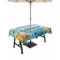 thumbnail image 1 of 60x120 Inch Outdoor Tablecloth with Umbrella Hole Zipper Rectangle Summer Coastal Rectangular Tablecloths Outside Waterproof Ocean Flower Sea Starfish Shells Patio Table Cloth Cover for Picnic Party, 1 of 8