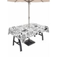 thumbnail image 1 of 60x120 Inch Outdoor Tablecloth with Umbrella Hole Zipper Rectangle Video Game Rectangular Tablecloths Outside Waterproof Black White Game Controller Monochrome Patio Table Cover for Picnic Party, 1 of 8