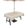 thumbnail image 1 of 60x120 Inch Outdoor Tablecloth with Umbrella Hole Zipper Rectangle White Striped Grid Rectangular Tablecloths Waterproof Modern Simple Vertical Stripes Beige Patio Table Cloth Cover for Picnic, 1 of 8