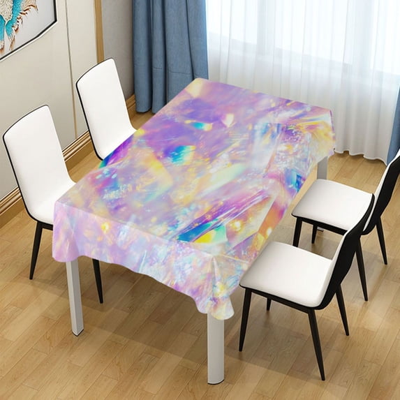 60x120 Inch Tablecloth Polyester Square Tablecloth for Home Kitchen Dinner Decor Abstract Rainbow Colors