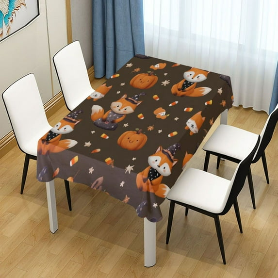 60x120 Inch Tablecloth Polyester Square Tablecloth for Home Kitchen Dinner Decor Cute Foxes in Cute Costumes