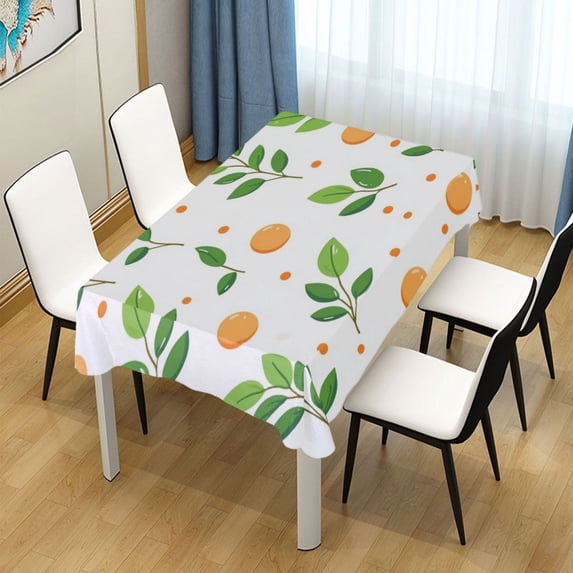 60x120 Inch Tablecloth Polyester Square Tablecloth for Home Kitchen Dinner Decor Peach Fruit and Leafy