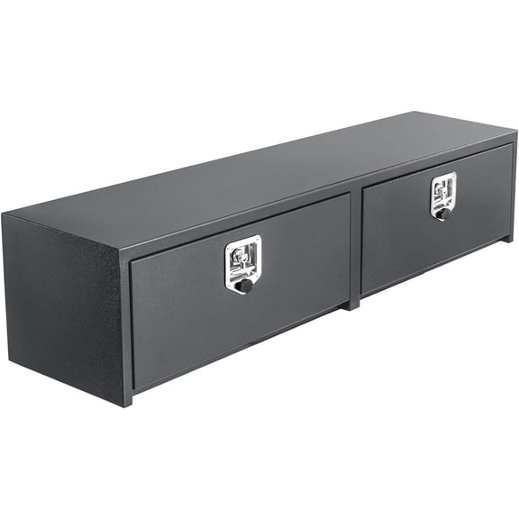 60x16x13in Steel Underbody Truck Tool Box Weather-Resistant Locking Job Chest for Pickup Trucks RVs Trailers Heavy-Duty Storage with T-Handle Lock Black