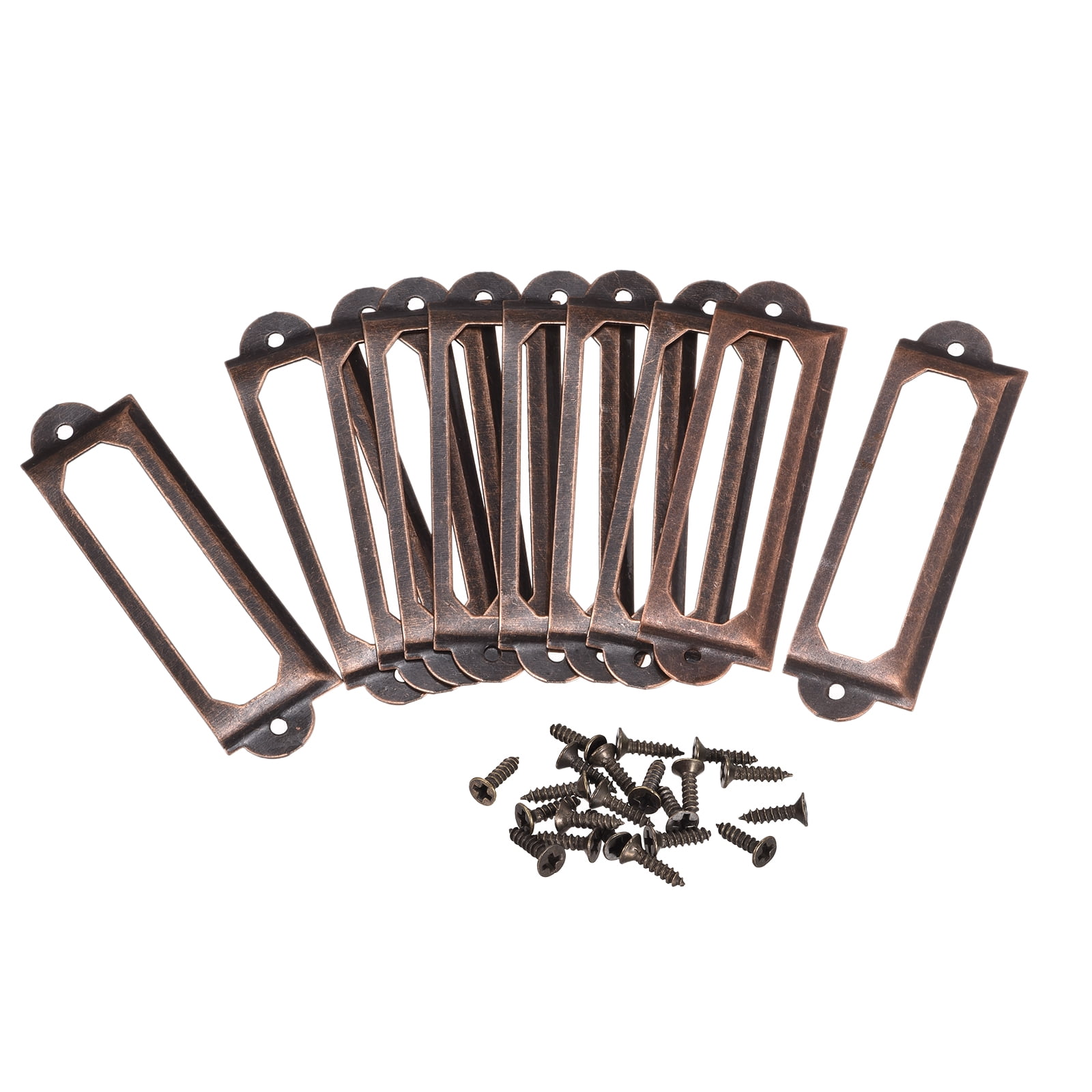 60x17mm Drawer Tag Label Metal Label Holder File Tag Frames Copper Tone ...