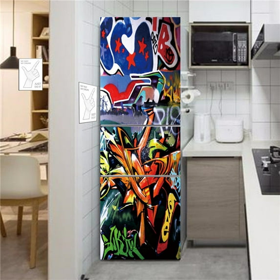 60x180 Landscape Flower 3D Refrigerator Sticker For Kitchen Waterproof Vinyl Fridge Cover Decal Home