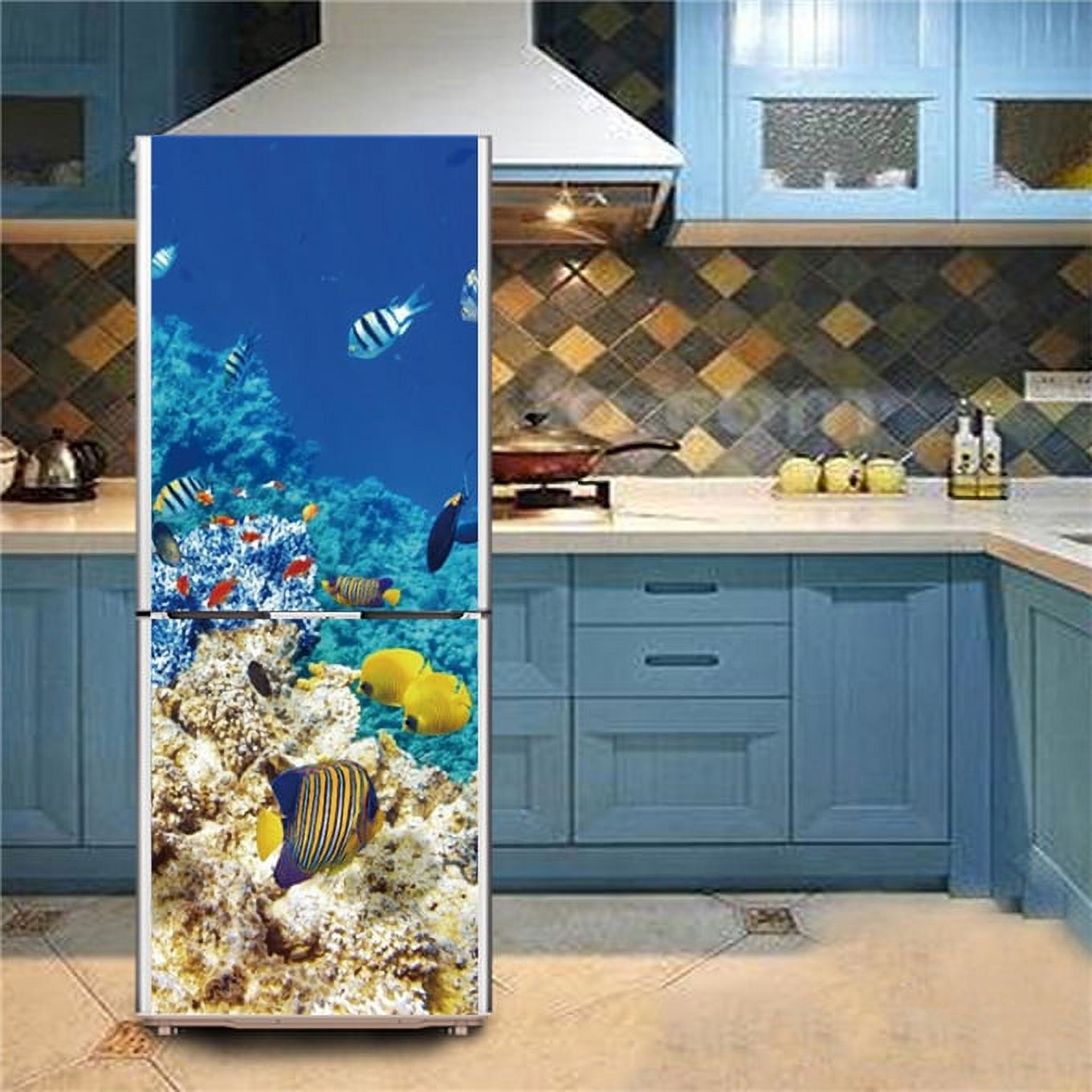 60x180cm Water Lotus Fridge Sticker Kitchen r Wallpaper Self-adhesive ...