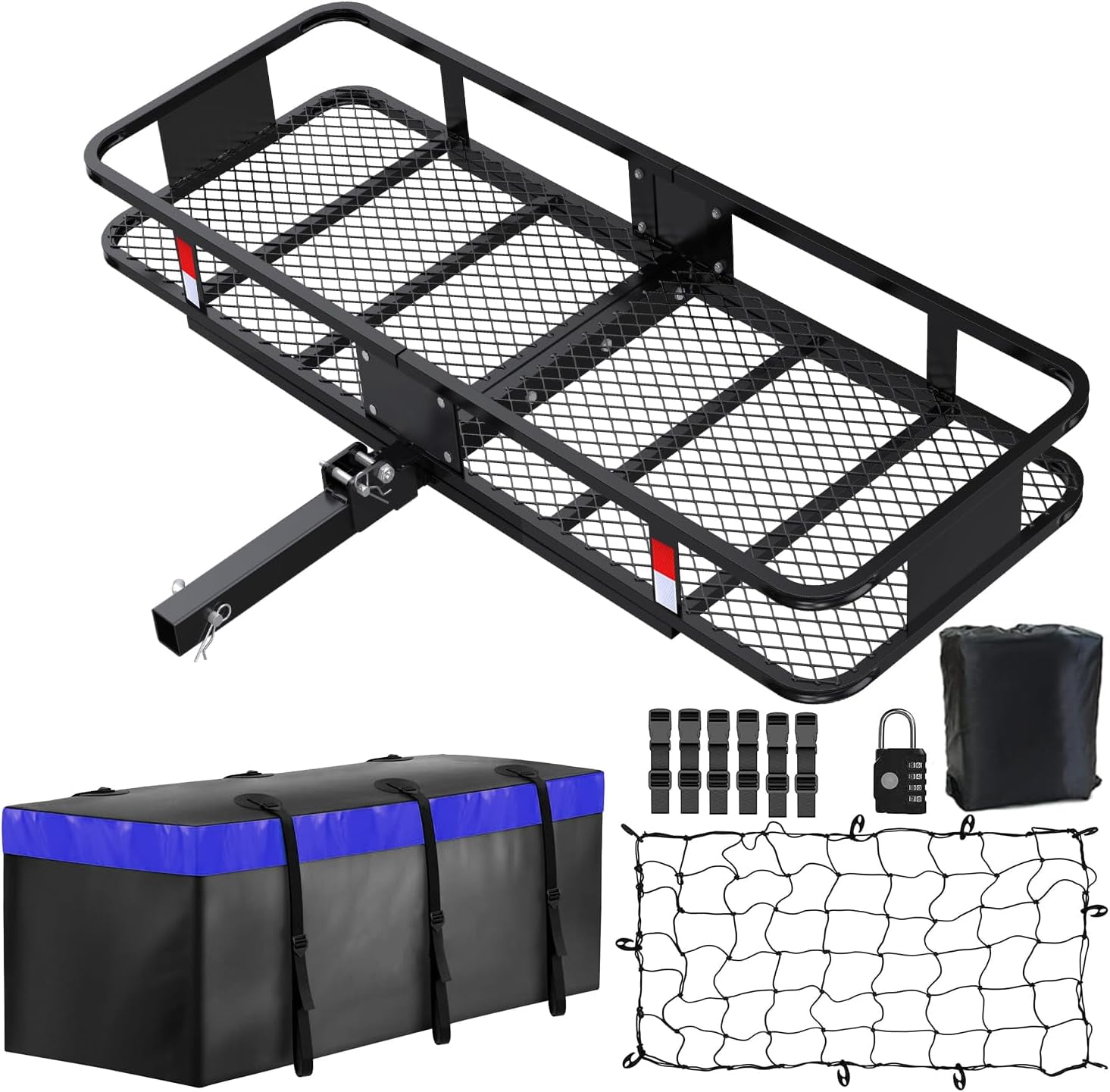 60x20x6 Hitch Cargo Carrier for 2 Inch Receiver, 500LB Capacity Hitch