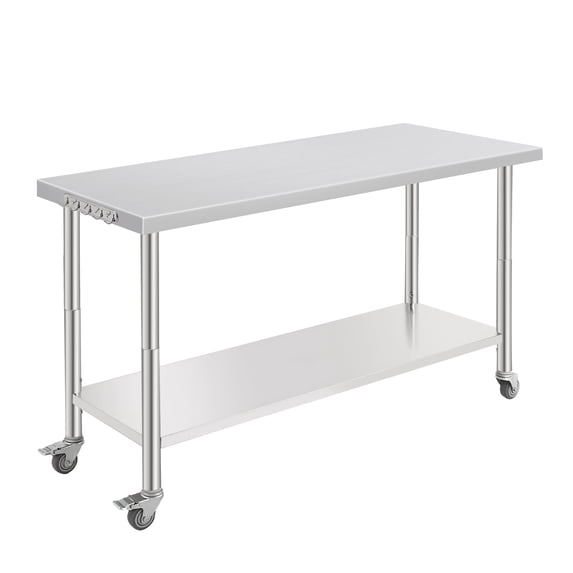 35 Inch Workbench 60x24x35 Inch Stainless Steel Workbench with Double Shelf, Heavy Duty ...