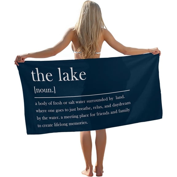 60x30IN Lake Beach Towel Lake Decor Pool Towels Navy Blue Lake Sand Towel Large Bath Towels Gifts for Women Men Lake House Decor Gifts for Lake Lovers Coastal Bathroom Decor