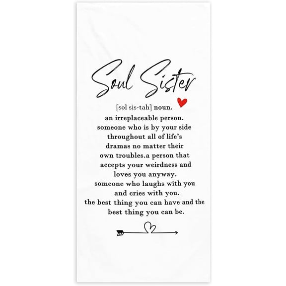 60x30IN Soul Sister Gifts Beach Towel Best Friends Friendship Birthday Pool Towels Microfiber Absorb Water Travel Towels for Bathroom Yoga Trip Gifts for Bestie Friends Sister