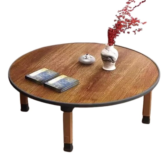 60x30cm Round Wooden Folding Low Floor Table For Tea Coffee Meditation Tatami Sitting Laptop Use