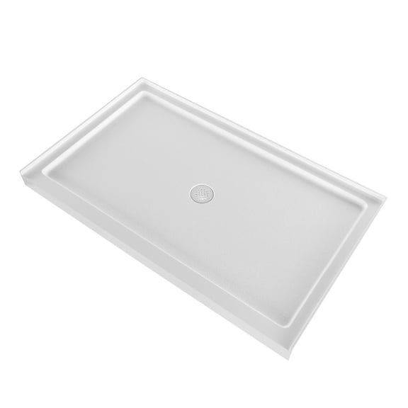 60x36 Shower Pan, Single Threshold Rectangle Shower Base - White Acrylic Showering Base with Drain, Slip Resistant, Center Drain