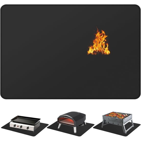 60x40 Inch Double-Sided Fireproof Grill Mat - Extra Large Oil-Proof Waterproof Pad for Patio Lawn & Fire Pit