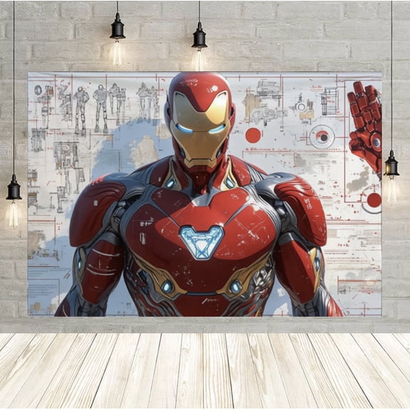 60x40 inch Iron Man themed party backdrop, suitable for birthday party decorations.