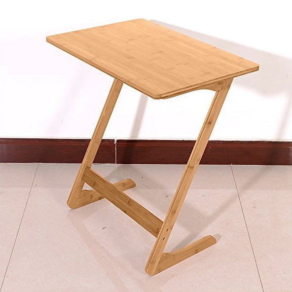 60x40x65cm Z-Shaped Bamboo Smart Foldable Desk for Home use TV Tray, Portable Folding Snack Table, Adjustable Sofa Side Table for Breakfast, Bed Table, Foldable Desk for Home use(T