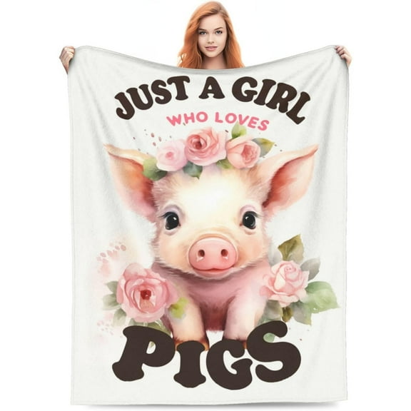 60x50 Inches Cute Pig Sunflower Blanket Gifts for Adults Kids Cartoon Piggy Piglet Flannel Throw Blankets Soft Comfy Lightweight for Home Decor Couch Bed Sofa