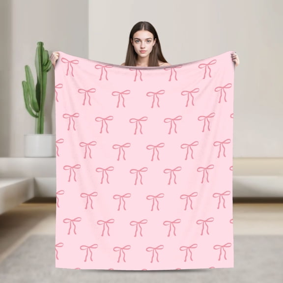 60x50 inches Cute Fall Blanket for Couch Soft Cozy Warm Flannel Blanket Comforter Lightweight Fleece Throw Blanket Gift for Women Mom Vintage Cottagecore Decor for Bedroom Living Room Dormitory, Pink