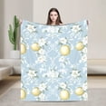 thumbnail image 1 of 60x50 inches Soft Flannel Blanket for Couch Cozy Warm Plush Blanket Comforter Lightweight Fleece Throw Blanket Gift for Women Mom Vintage Decor for Bedroom Living Room Dormitory, Blue, Lemon, 1 of 9