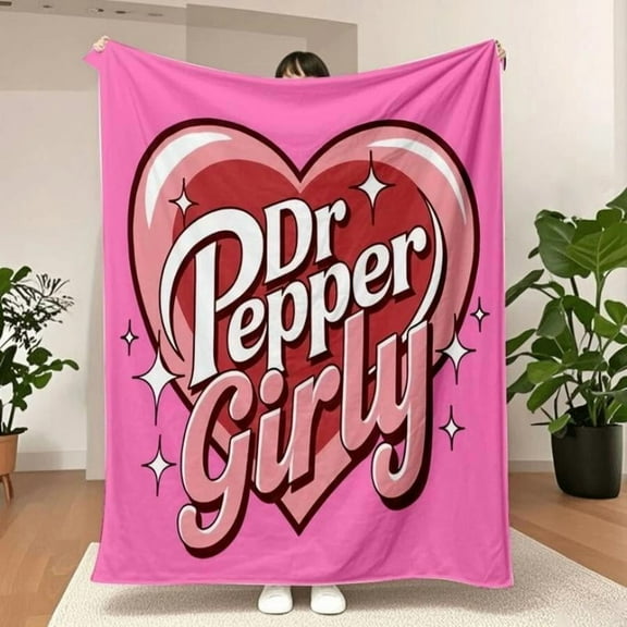 [60x50inch] Dr. Pepper Soft Flannel Throw Blanket - Cozy & Warm for Couch, Bed, Office, and Travel - Perfect Gift for Christmas, Mother's Day, and Holiday Parties