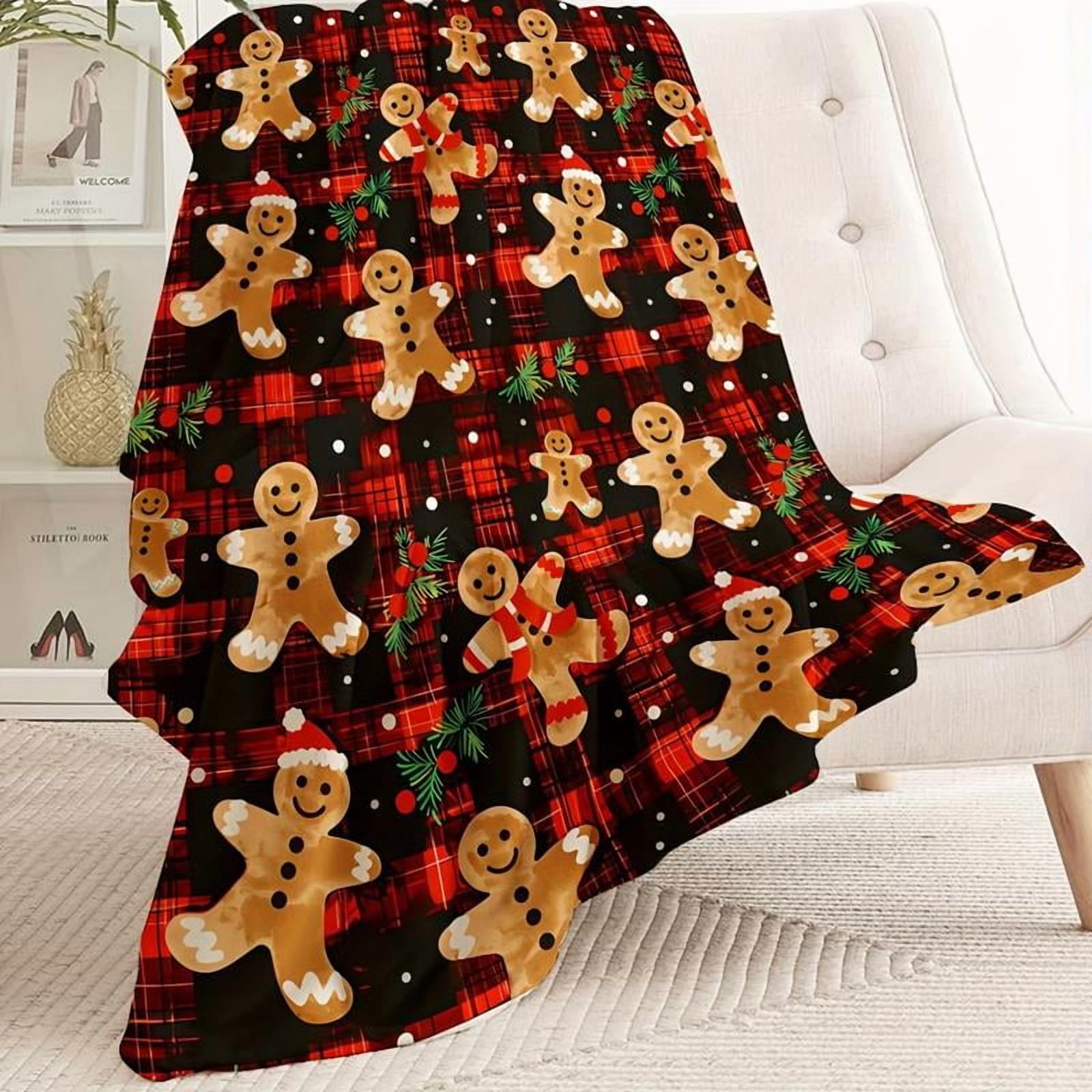 [60x50inch] Soft Funny Throw Blanket Gingerbread Man Lightweight ...