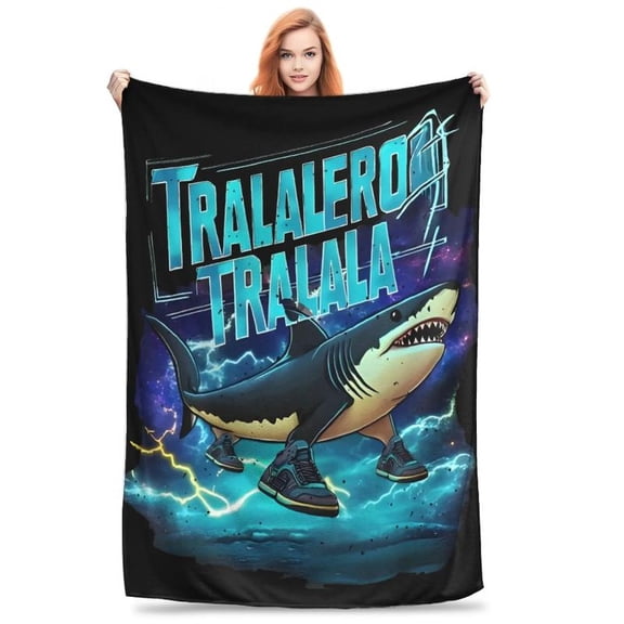 [60x50inch] Tralalelo Tralala Blanket Tung Tung Tung Sahur Italian Wool Ultra Soft Throw Gift For Fans Home Couch Bedspread Cozy Unique Meme Decor