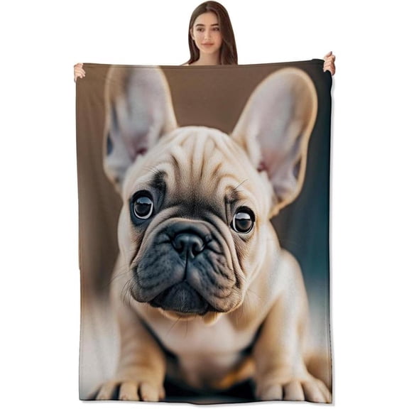 [60x50inch] [Vibrant Bazaar] Soft Funny Throw Blanket Cute Vibrant French Bulldog Blanket & Cozy Flannel Fleece Explosion Of Color Lightweight Warmth For Couch Bed Travel Plush Outdoor Comfort