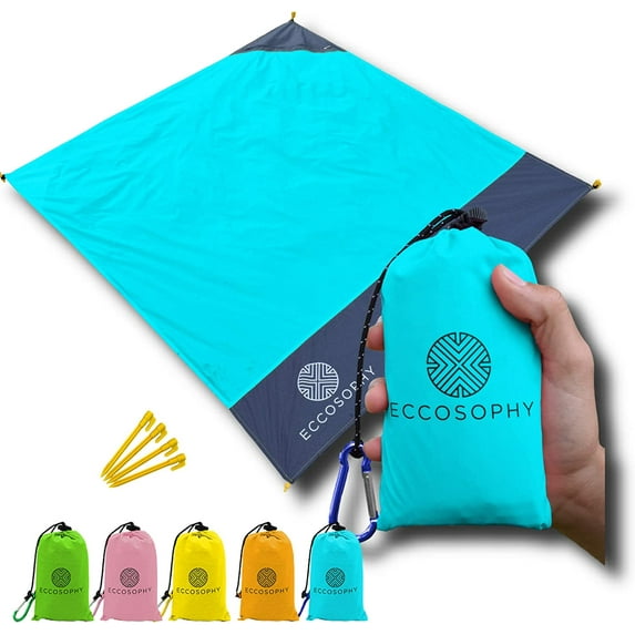 60x55" Blue Waterproof Compact Pocket Beach Blanket