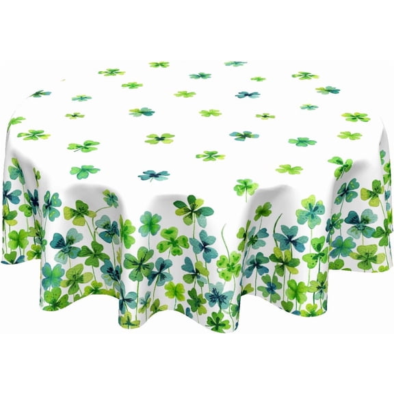 60x60 Inch Round Tablecloth, St Patrick''s Day Green Shamrock Irish Spring Table Cover Dust-Proof Spill Proof for Holiday Party Dining Kitchen