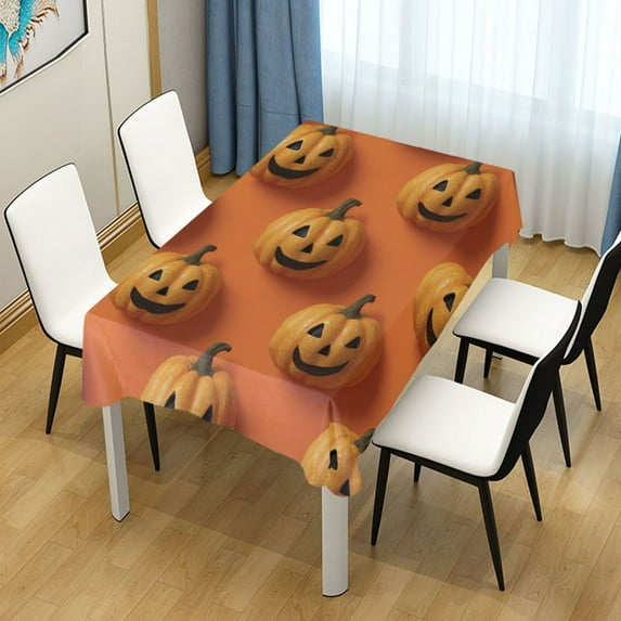 60x60 Inch Tablecloth Polyester Square Tablecloth for Home Kitchen Dinner Decor 3d Pumpkin