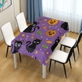 thumbnail image 1 of 60x60 Inch Tablecloth Polyester Square Tablecloth for Home Kitchen Dinner Decor Black Cats and Candy, 1 of 9