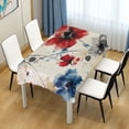 thumbnail image 1 of 60x60 Inch Tablecloth Polyester Square Tablecloth for Home Kitchen Dinner Decor Blue and Red Flowers, 1 of 9