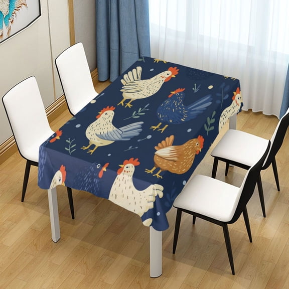 60x60 Inch Tablecloth Polyester Square Tablecloth for Home Kitchen Dinner Decor Chickens and Hens