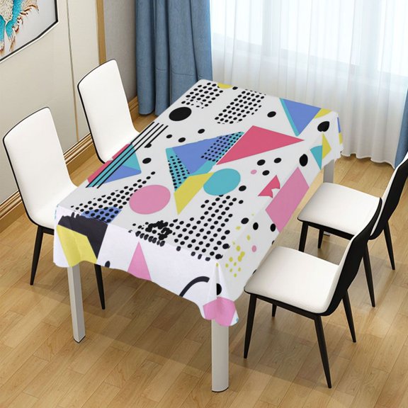 60x60 Inch Tablecloth Polyester Square Tablecloth for Home Kitchen Dinner Decor Geometric Shapes