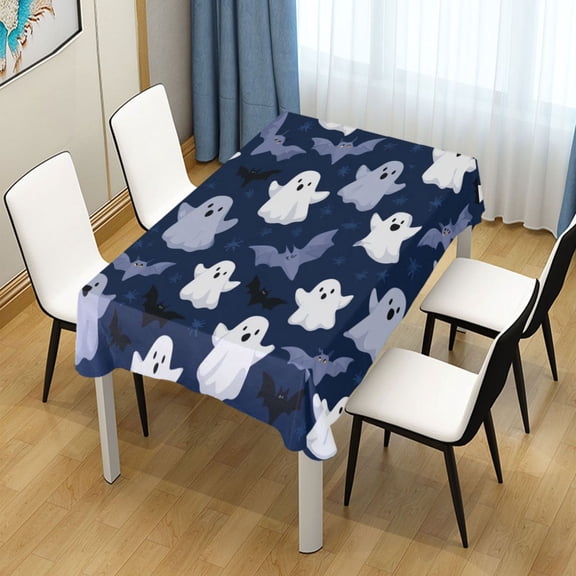 60x60 Inch Tablecloth Polyester Square Tablecloth for Home Kitchen Dinner Decor Halloween Ghost Pattern