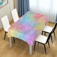 thumbnail image 1 of 60x60 Inch Tablecloth Polyester Square Tablecloth for Home Kitchen Dinner Decor Pastel Rainbow Tie-dye, 1 of 9
