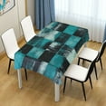 thumbnail image 1 of 60x60 Inch Tablecloth Polyester Square Tablecloth for Home Kitchen Dinner Decor Teal and Black Squares, 1 of 9